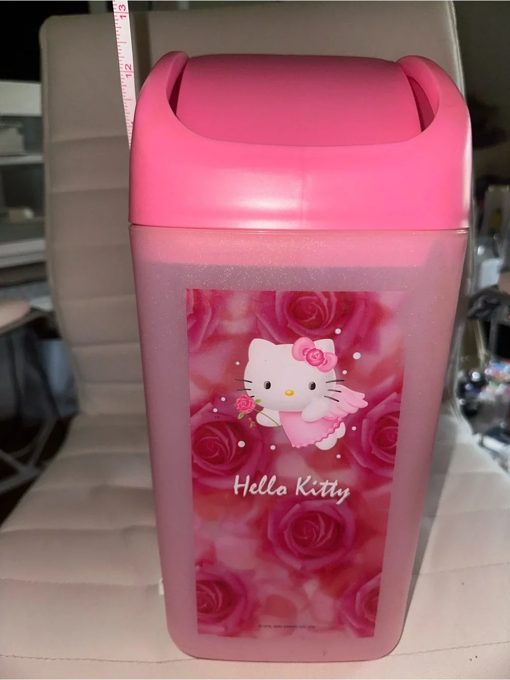 Hello Kitty Pink Floral Kids Bath Towel and Trash Bin Set